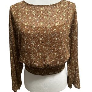 𝅺Ann Taylor Long-sleeved Sheer Blouse With Open Back